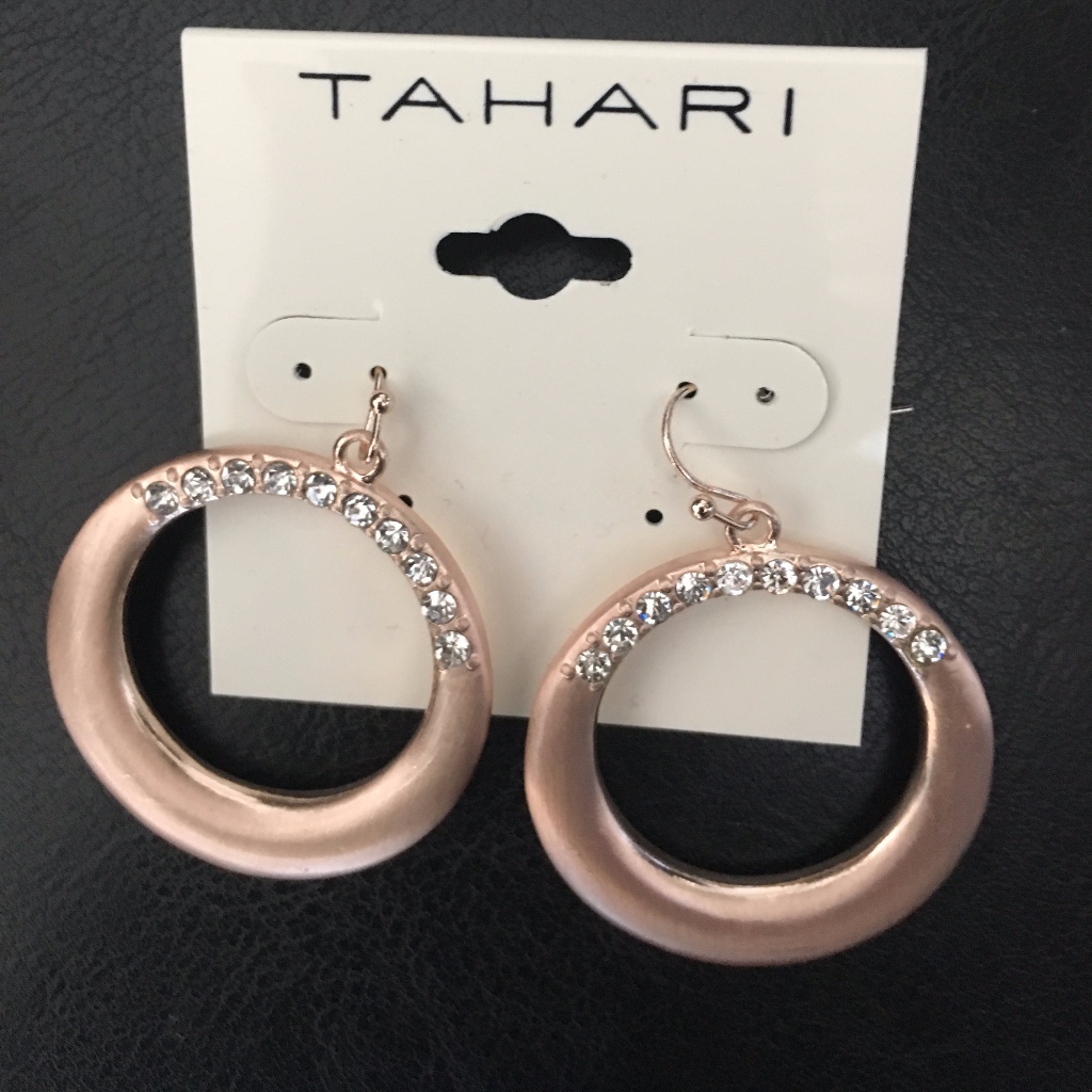 Tahari Rose Gold Pave Crystal Hoops See Matching 29$